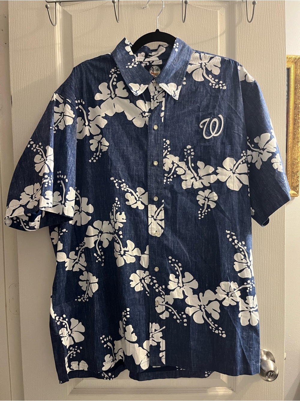 Reyn Spooner Washington Nationals Blue White XL Classic Fit Hawaiian MLB Shirt
